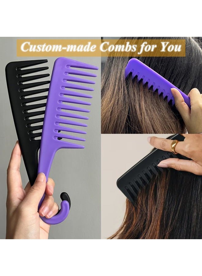 SmaringWing 2PCS Large Wide Tooth Comb, Shower Combs with Hook for Wet Curly Hair, Premium Big Hair Brush Combs to Detangle Curls, Women Detangler Comb for Detangling Wigs, Styling Dry Thick Long Cabello - Image 5